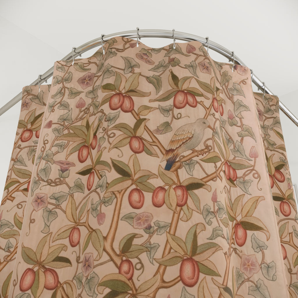 Morris Plum Tree Shower Curtain – Cream Bird Botanical