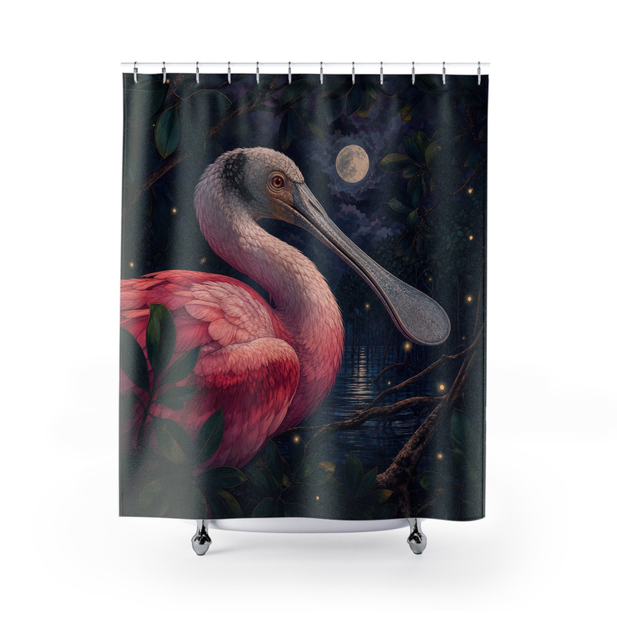 Moonlit Roseate Spoonbill Shower Curtain
