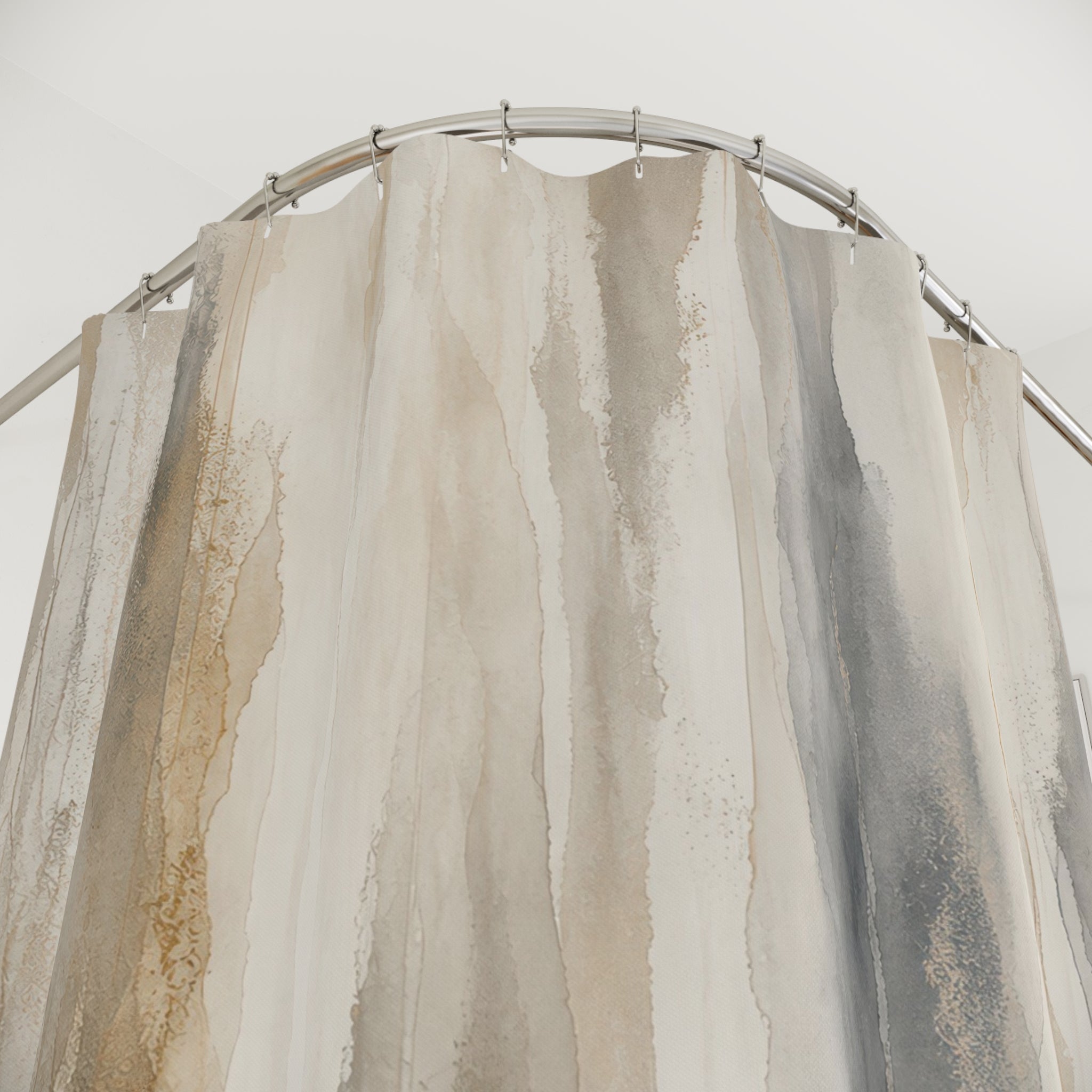 White Gray Beige Striped Shower Curtain
