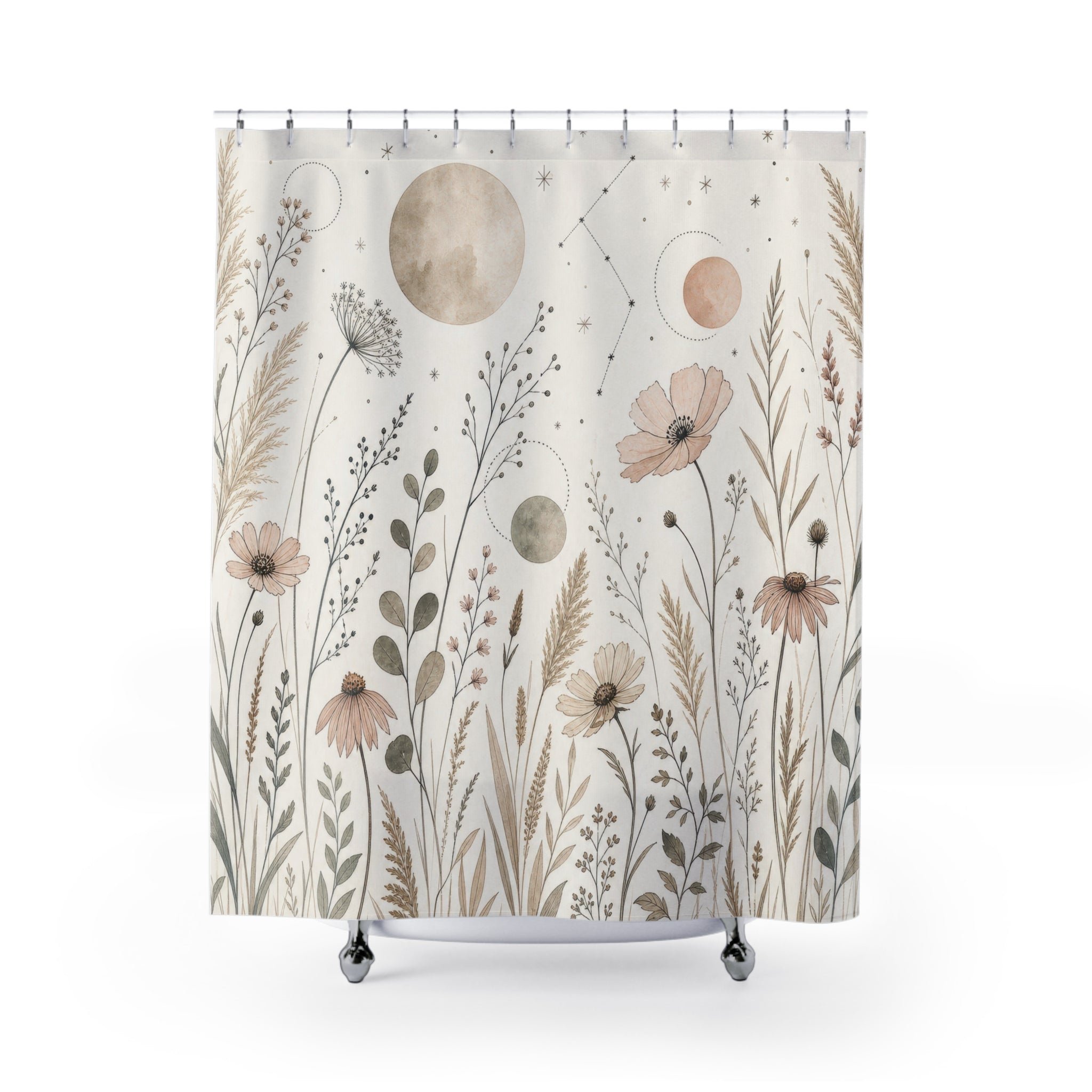 Botanical Line Art Shower Curtain