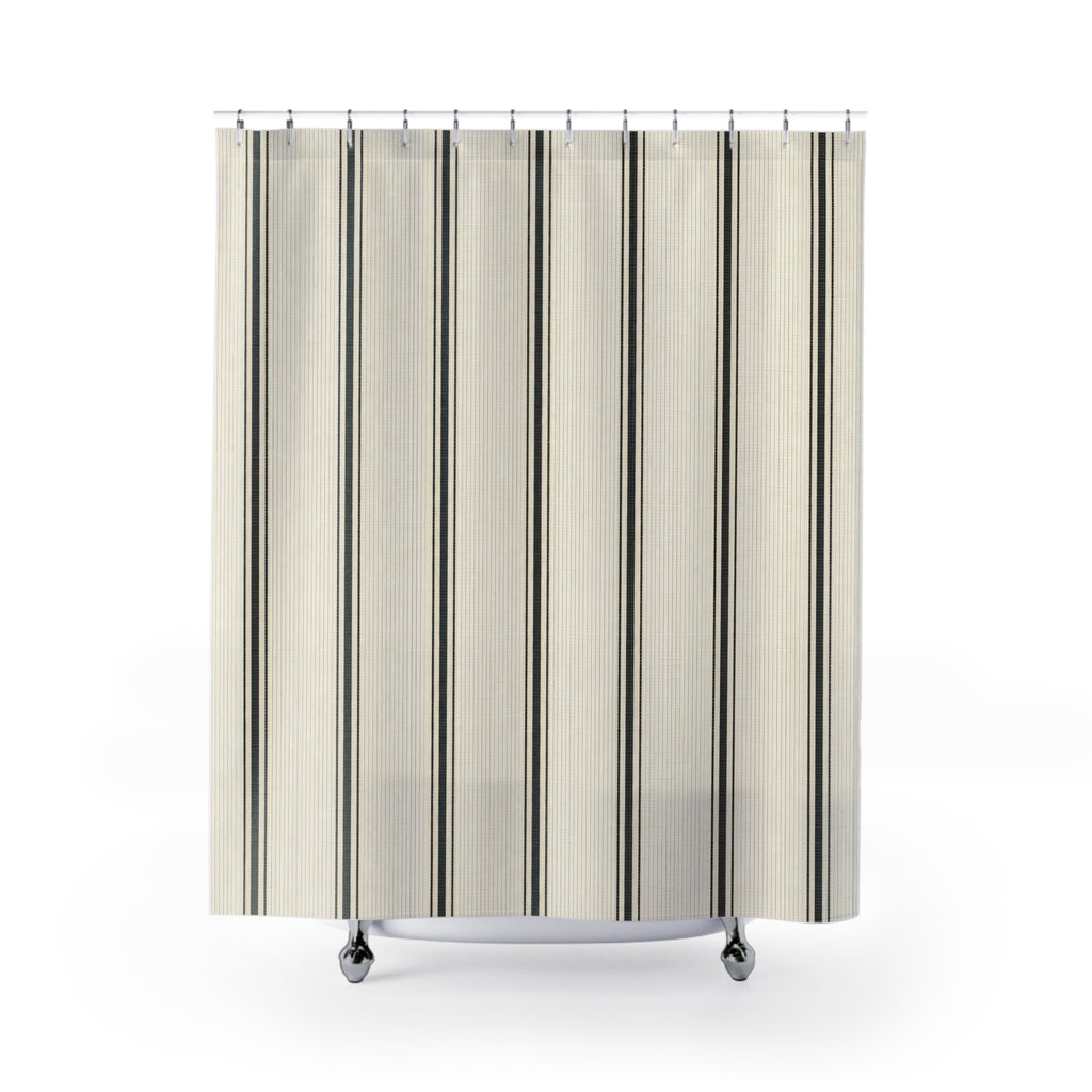 Black Micro Stripe Shower Curtain