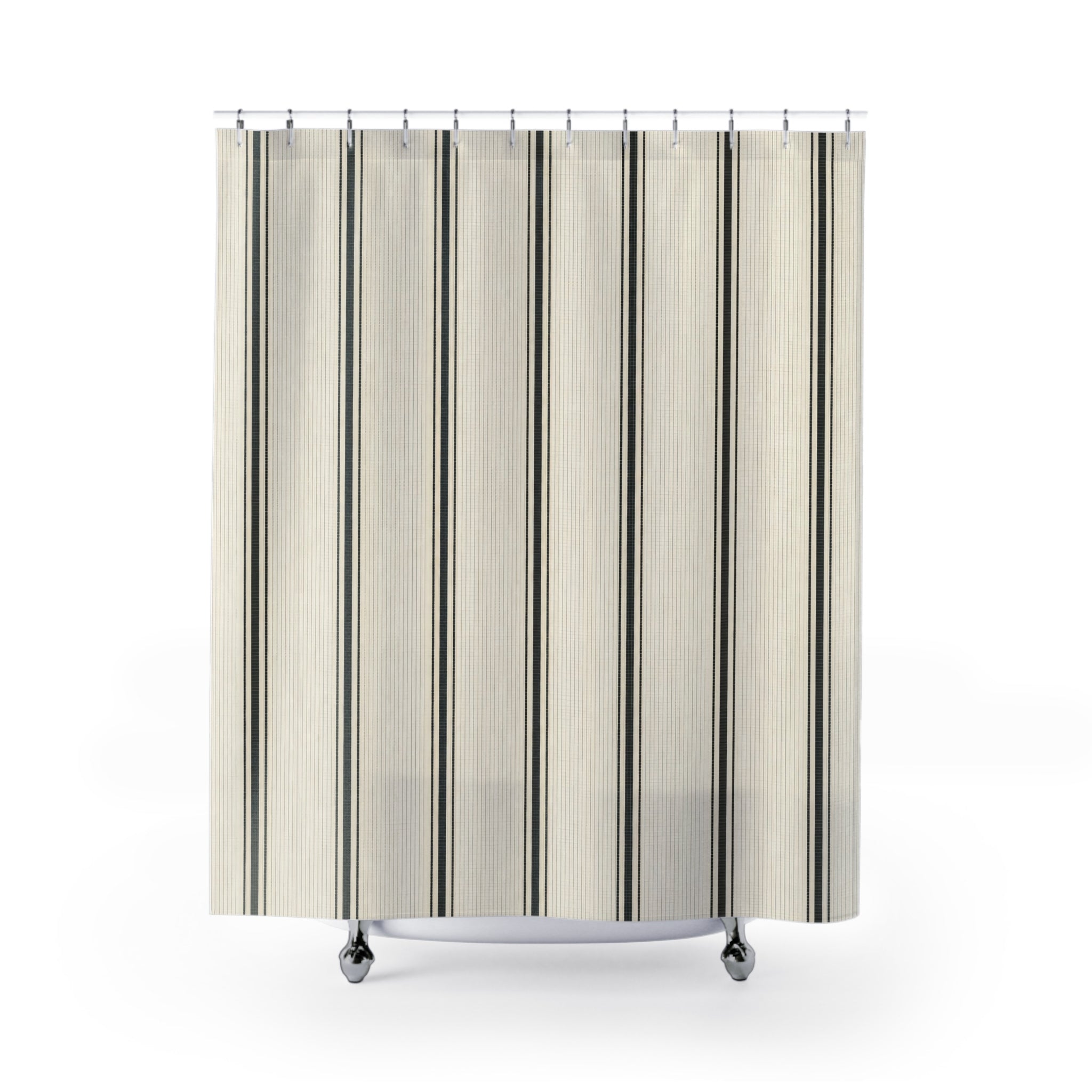 Black Micro Stripe Shower Curtain