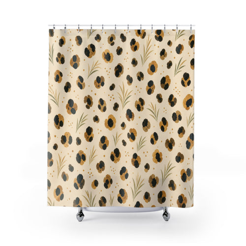 Animal Print decorative shower curtain with full front view