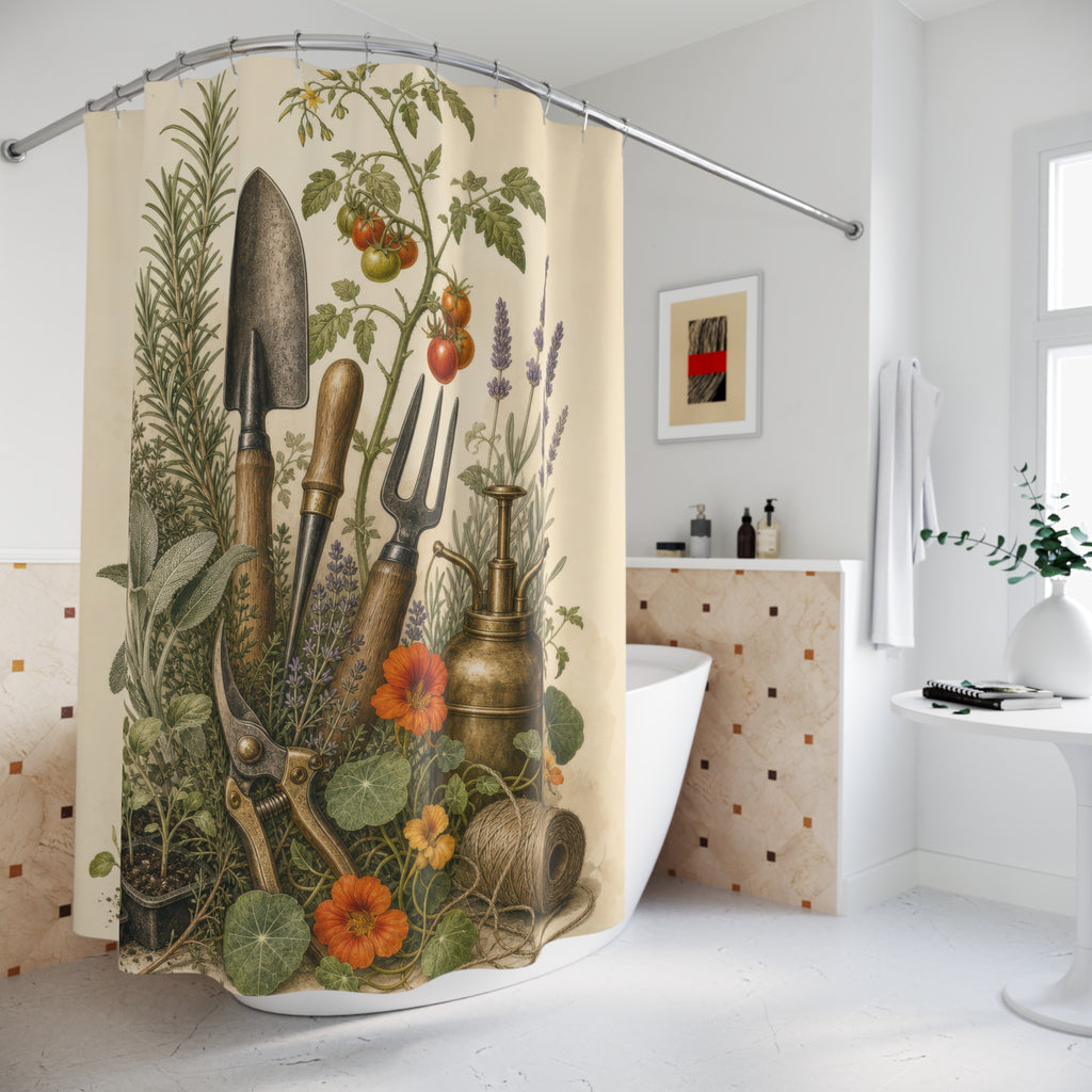 Vintage Gardener Tools Shower Curtain