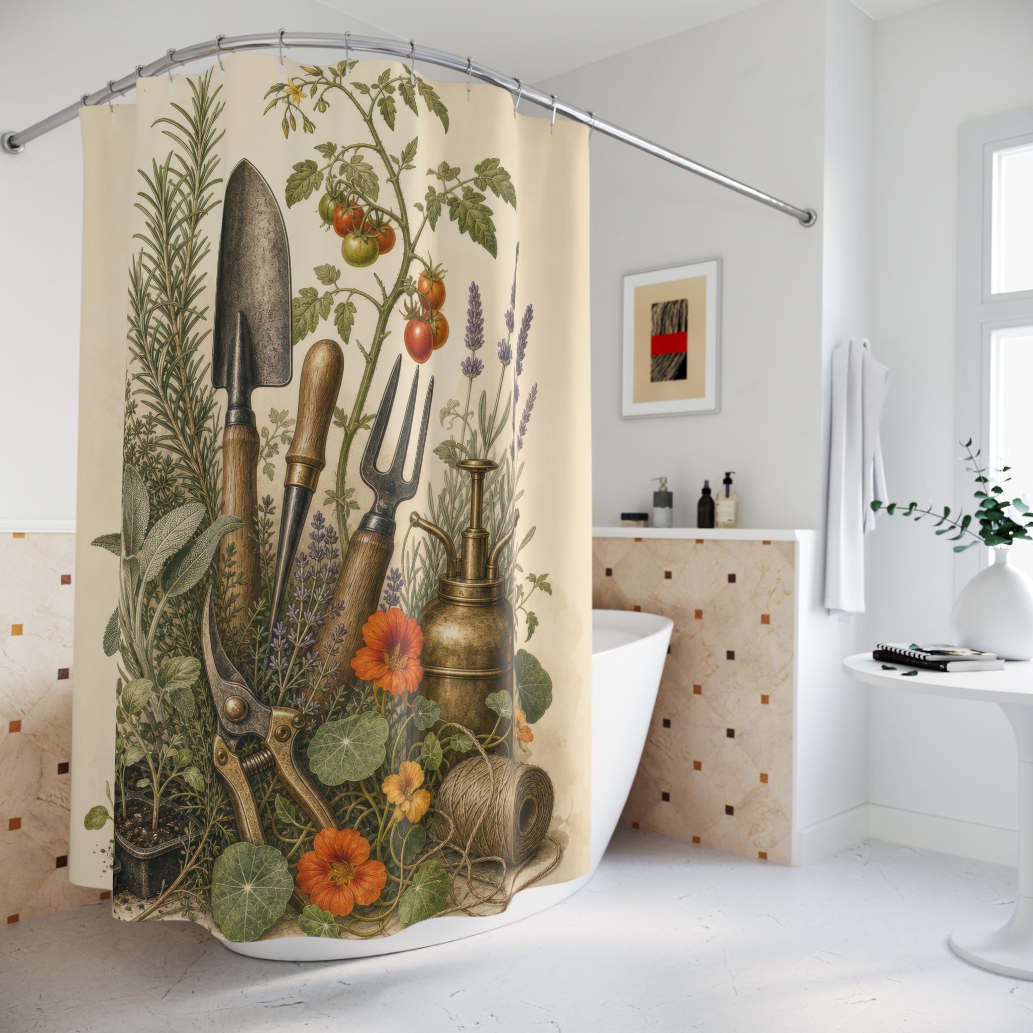 Vintage Gardener Tools Shower Curtain