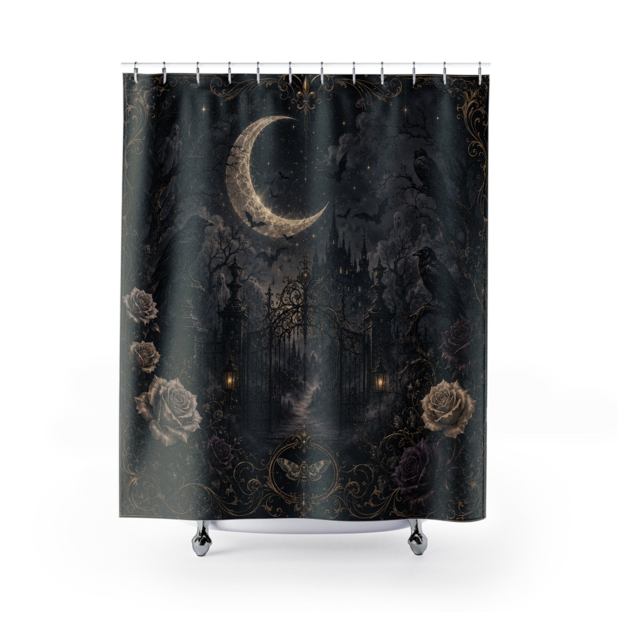 Spooky Shower Curtain: Gothic Moon