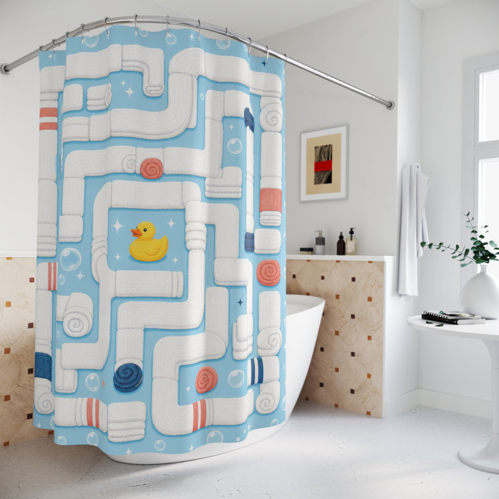 Rubber Duck Pipe Maze Shower Curtain