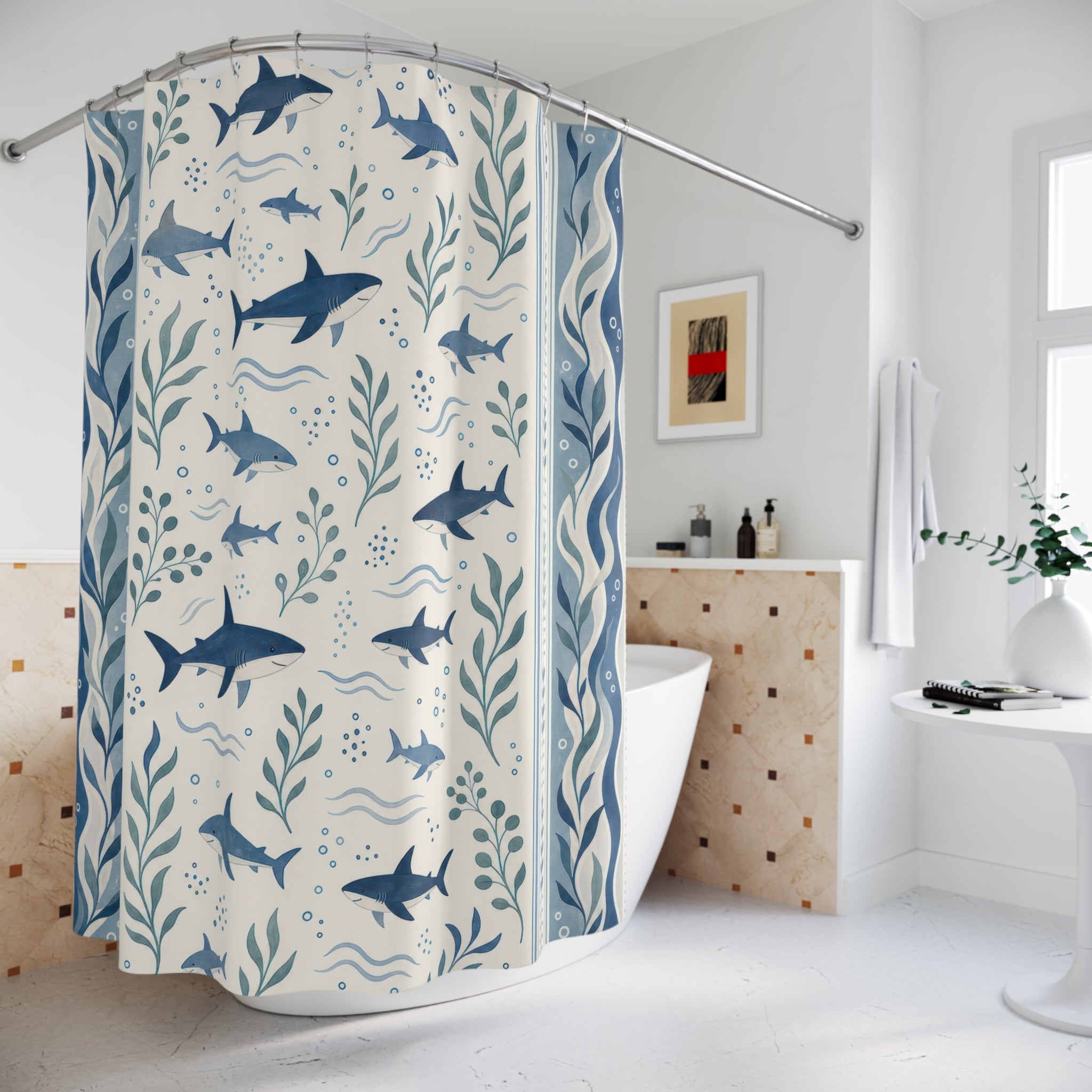 Ocean Shark Shower Curtain: Ocean Shower Curtain