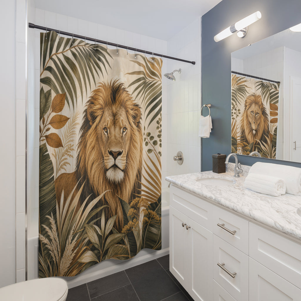 Tropical Palm Animal Portrait Shower Curtain