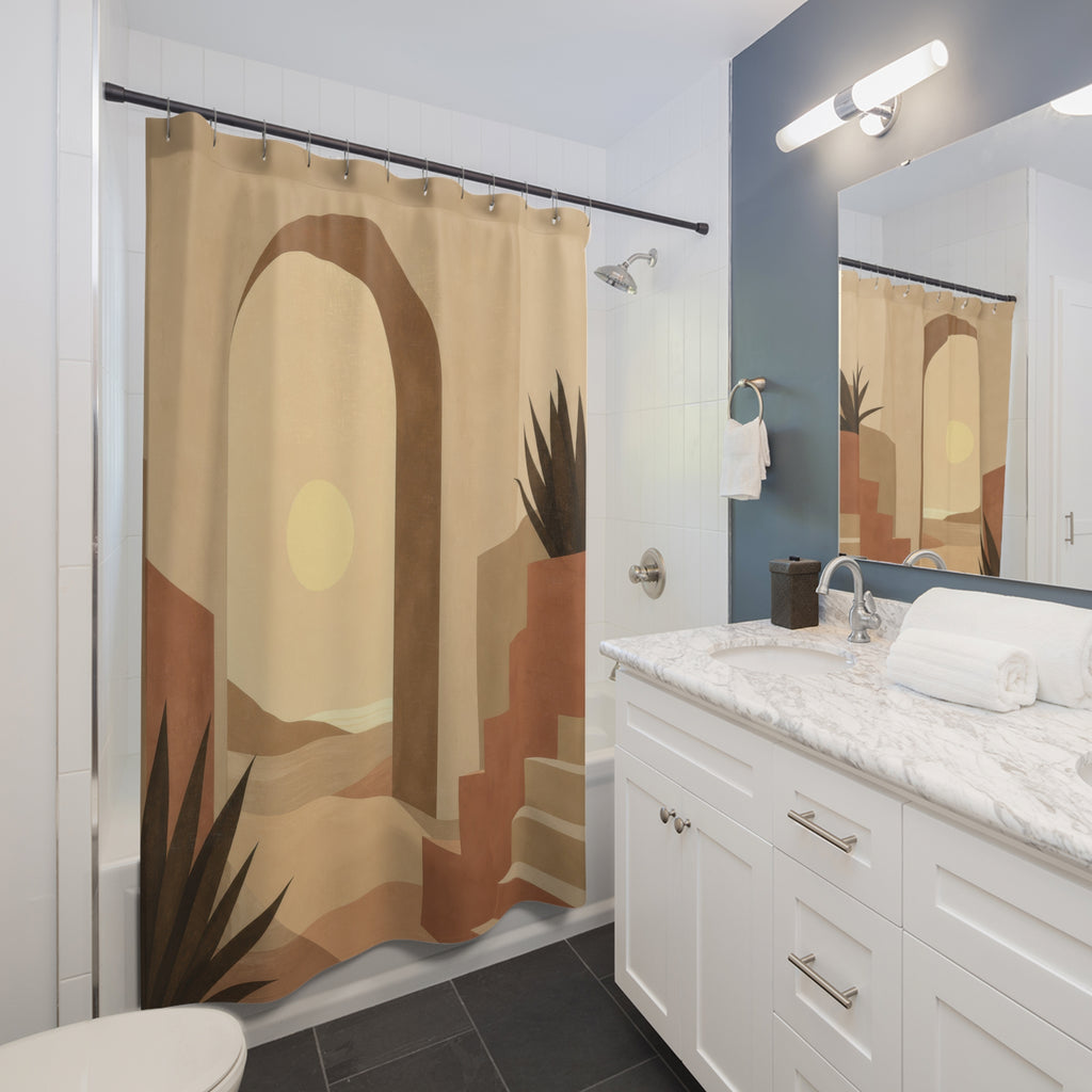 Desert Arch Sun Beige Geometric Shower Curtain