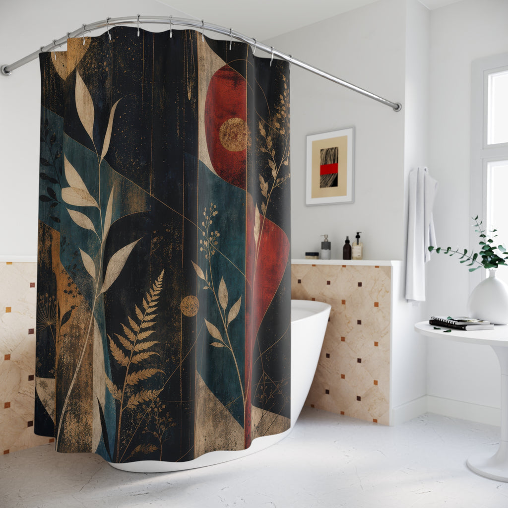 Dark Art Deco Botanical Shower Curtain