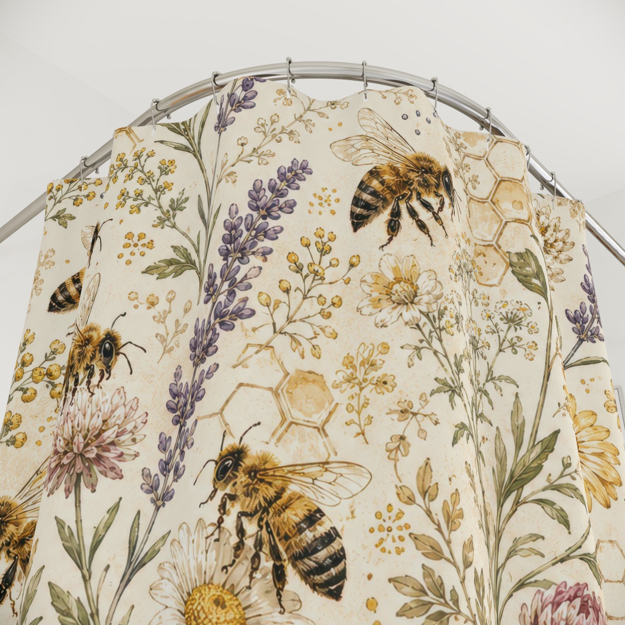 Bee Shower Curtain: Honeybee Wildflowers