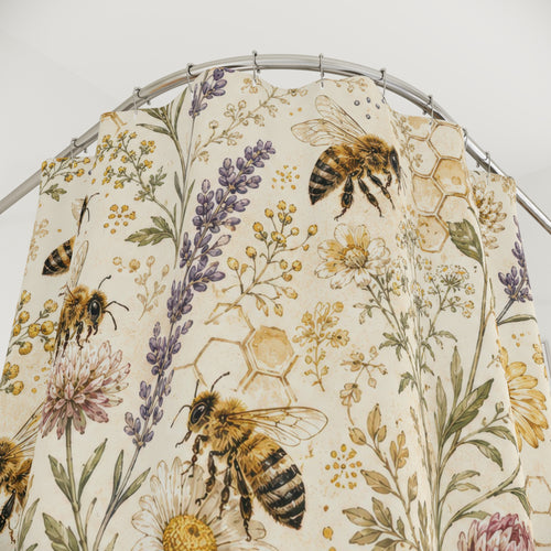 Bee Shower Curtain: Honeybee Wildflowers