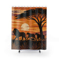 Savanna Sunset Animal Silhouette Shower Curtain