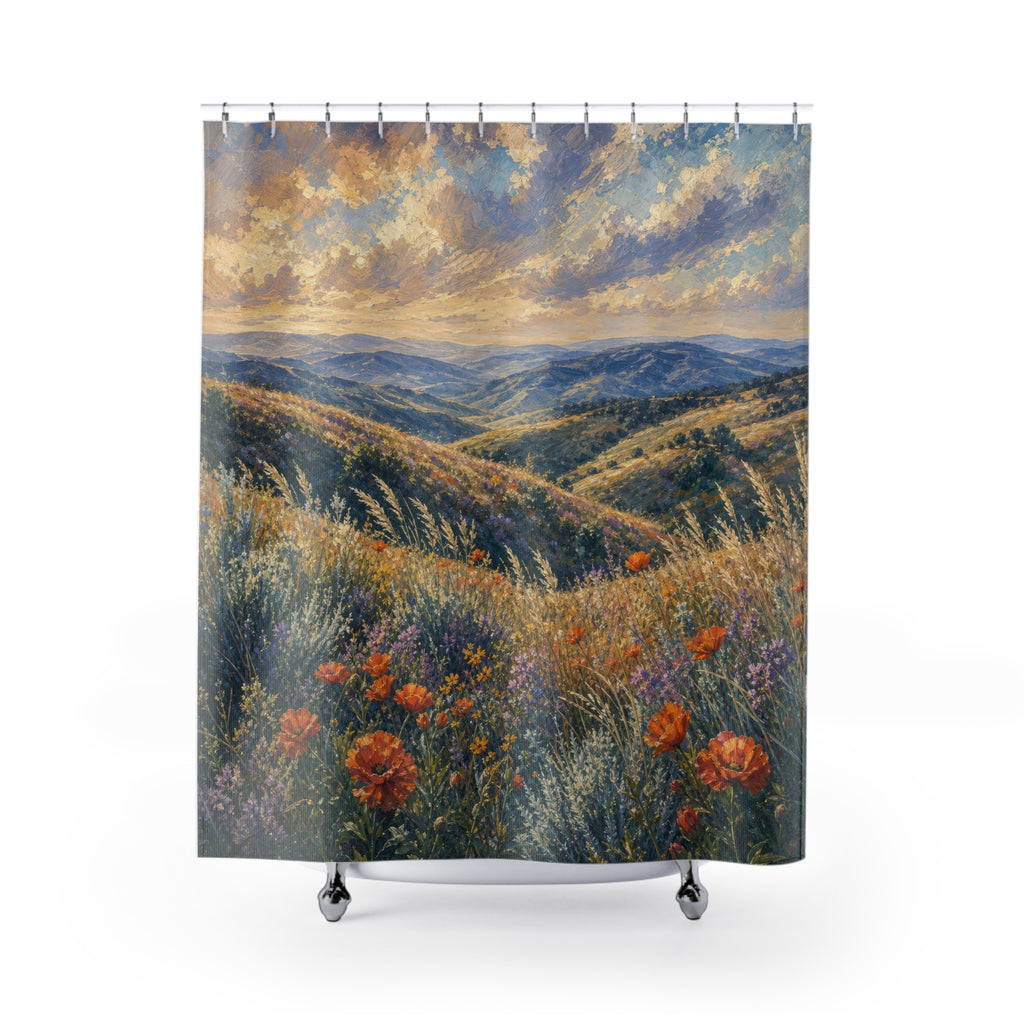 Impressionist Sage Hillside Shower Curtain