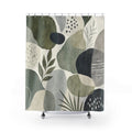 Green Abstract Leaf Shower Curtain, Olive Green Modern Bathroom Decor, Abstract Leaf Bath Curtain, Guest Bath Decor, Small Bathroom Decor