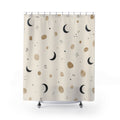 Black Beige Celestial Crescent Shower Curtain