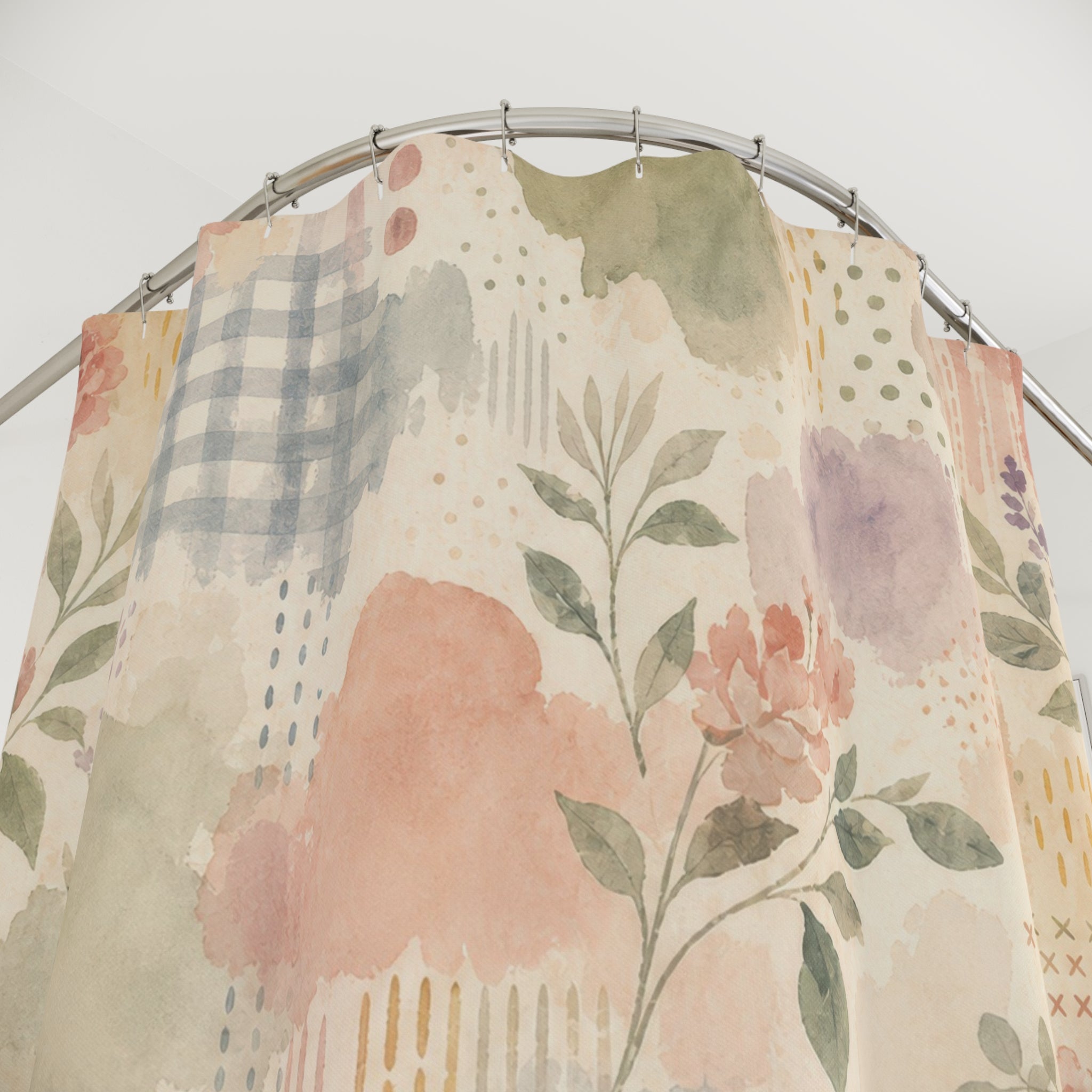 Cottagecore Watercolor Floral Shower Curtain