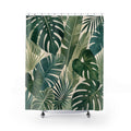 Green Monstera Palm Shower Curtain