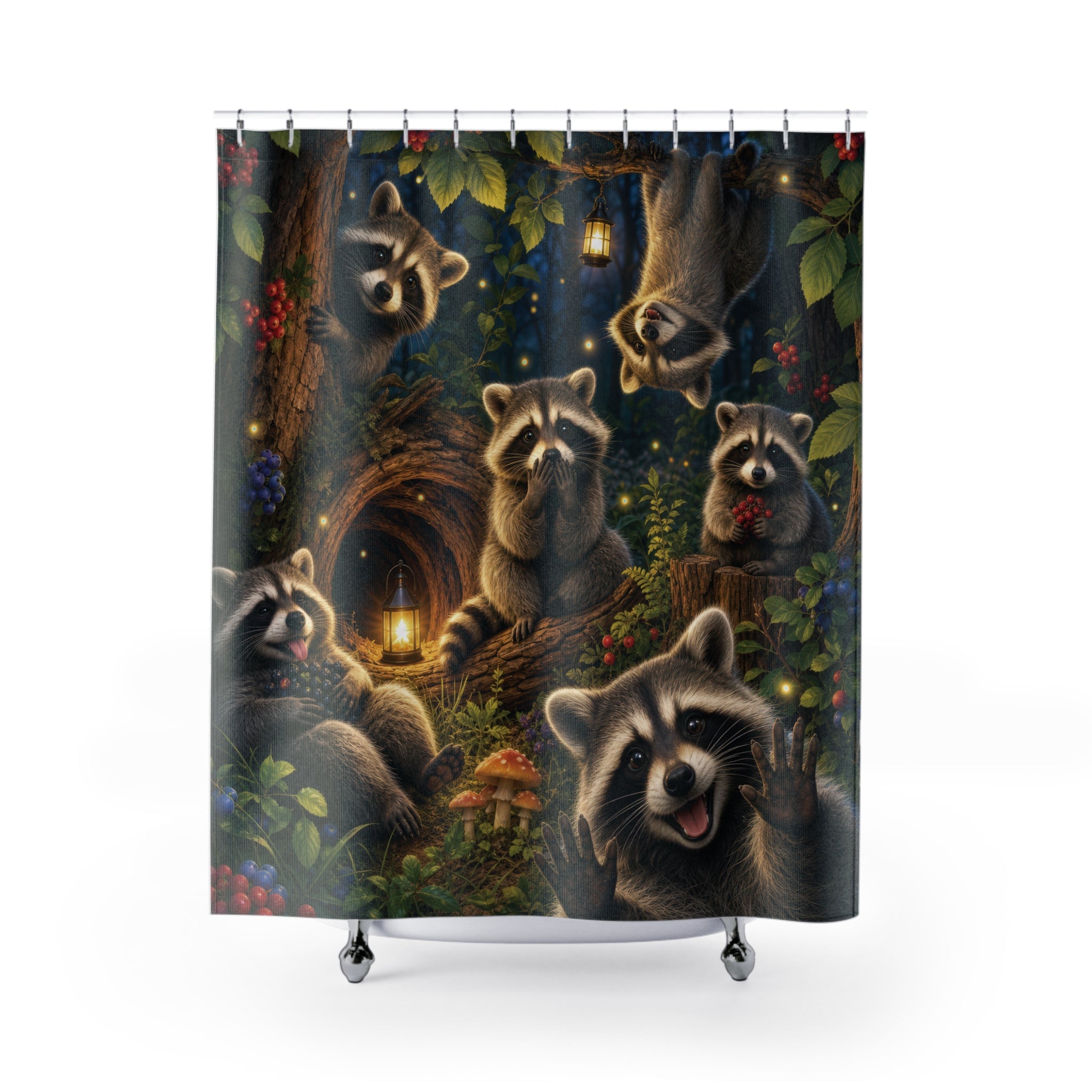 Raccoon Shower Curtain: Cute Woodland Animal