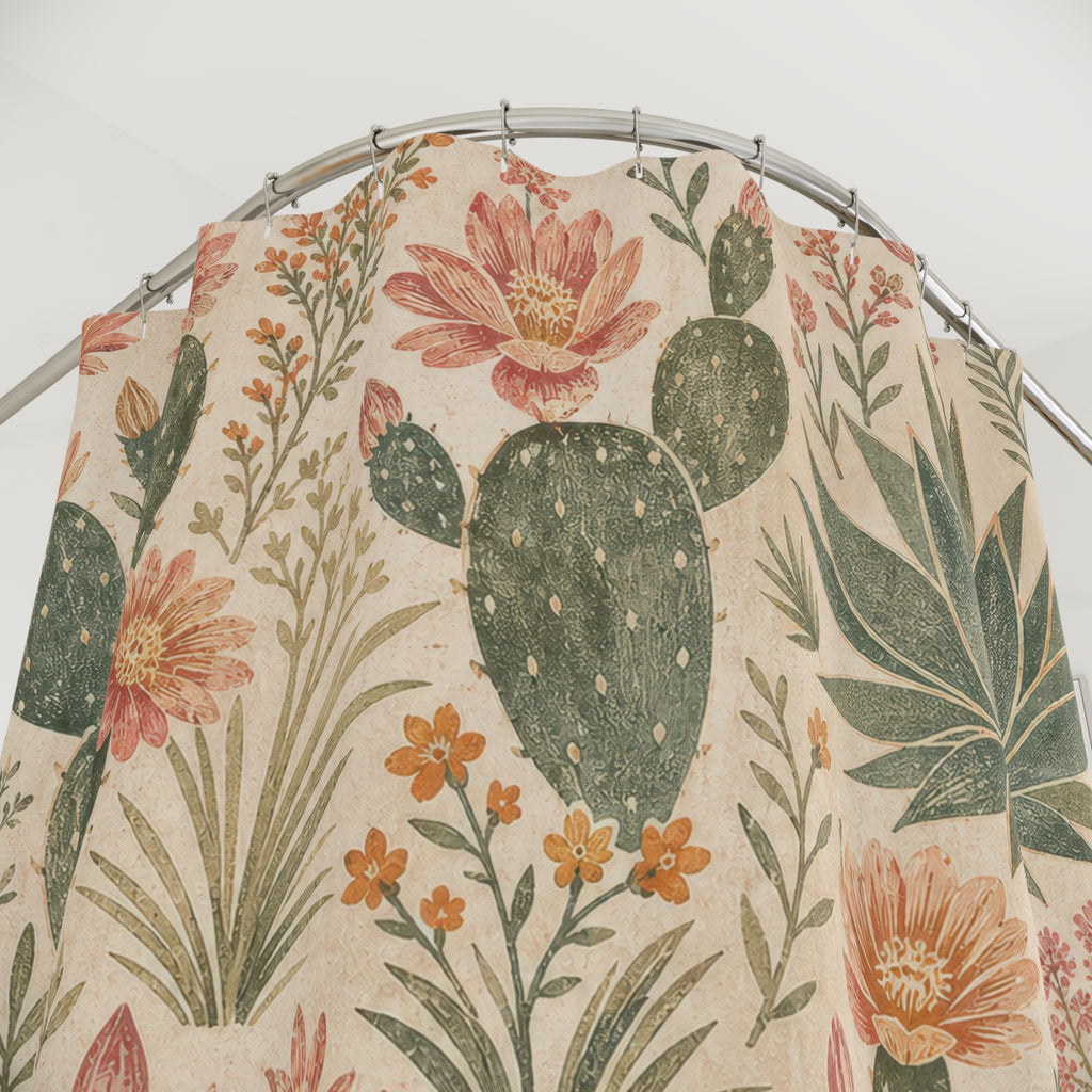 Cactus Flower Botanical Shower Curtain