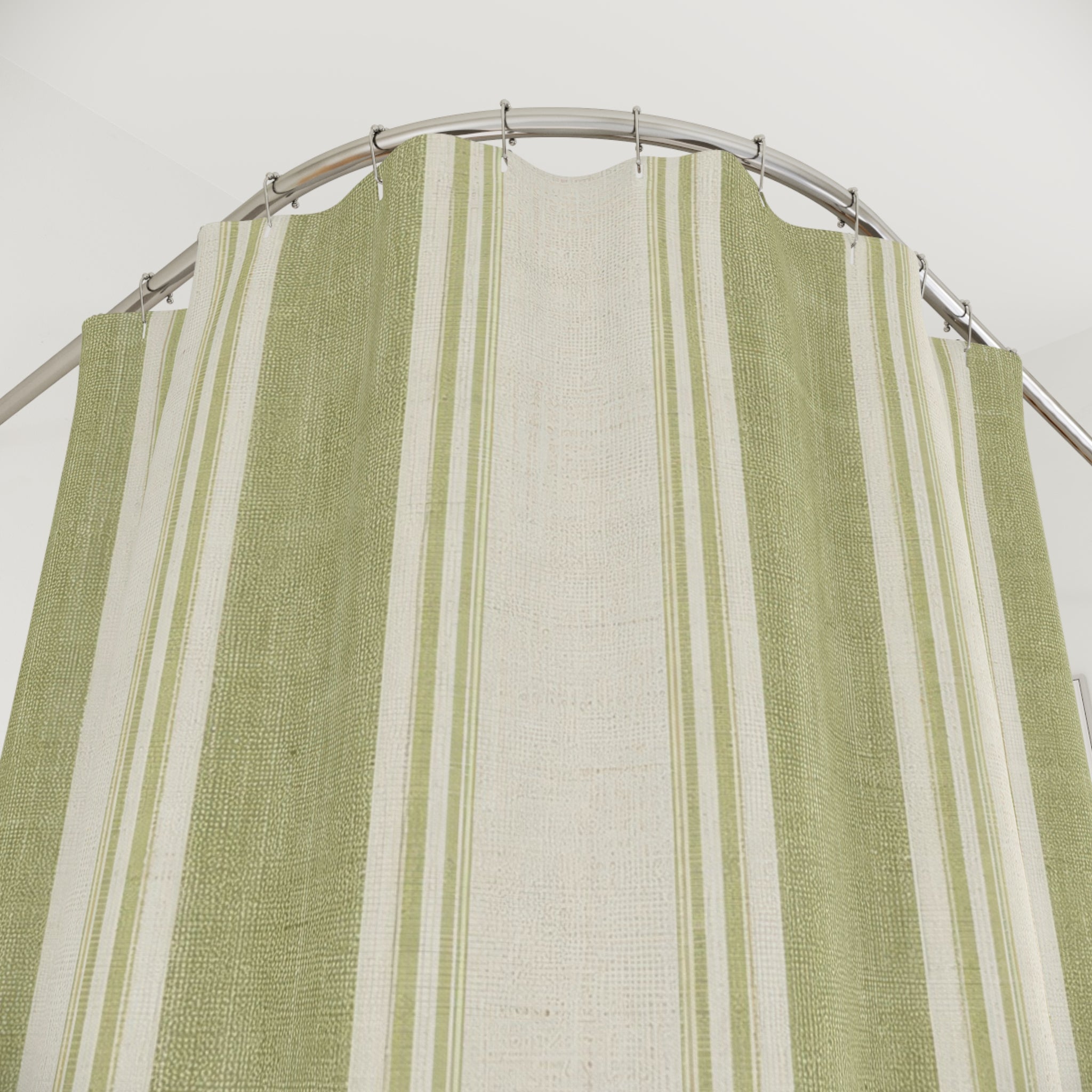 Washed Matcha Stripe Shower Curtain