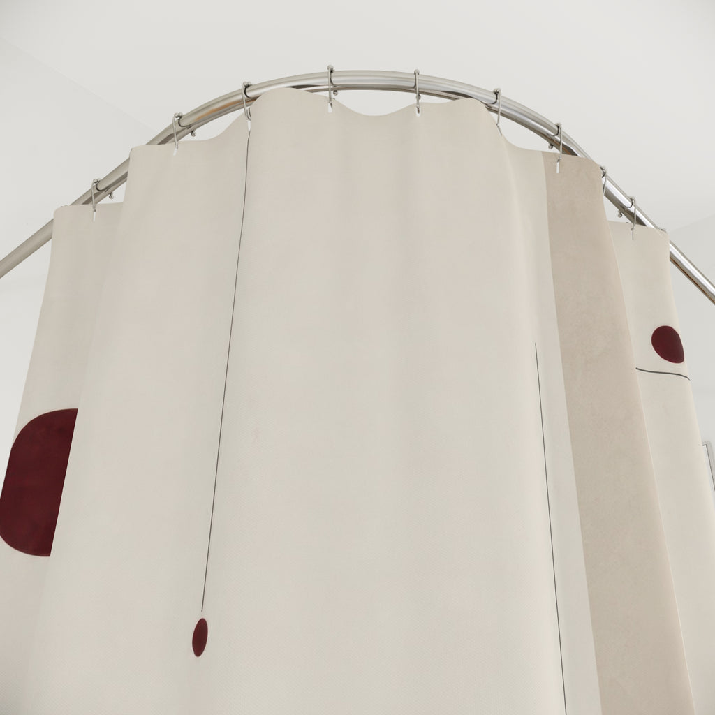Red Dot Line White Shower Curtain