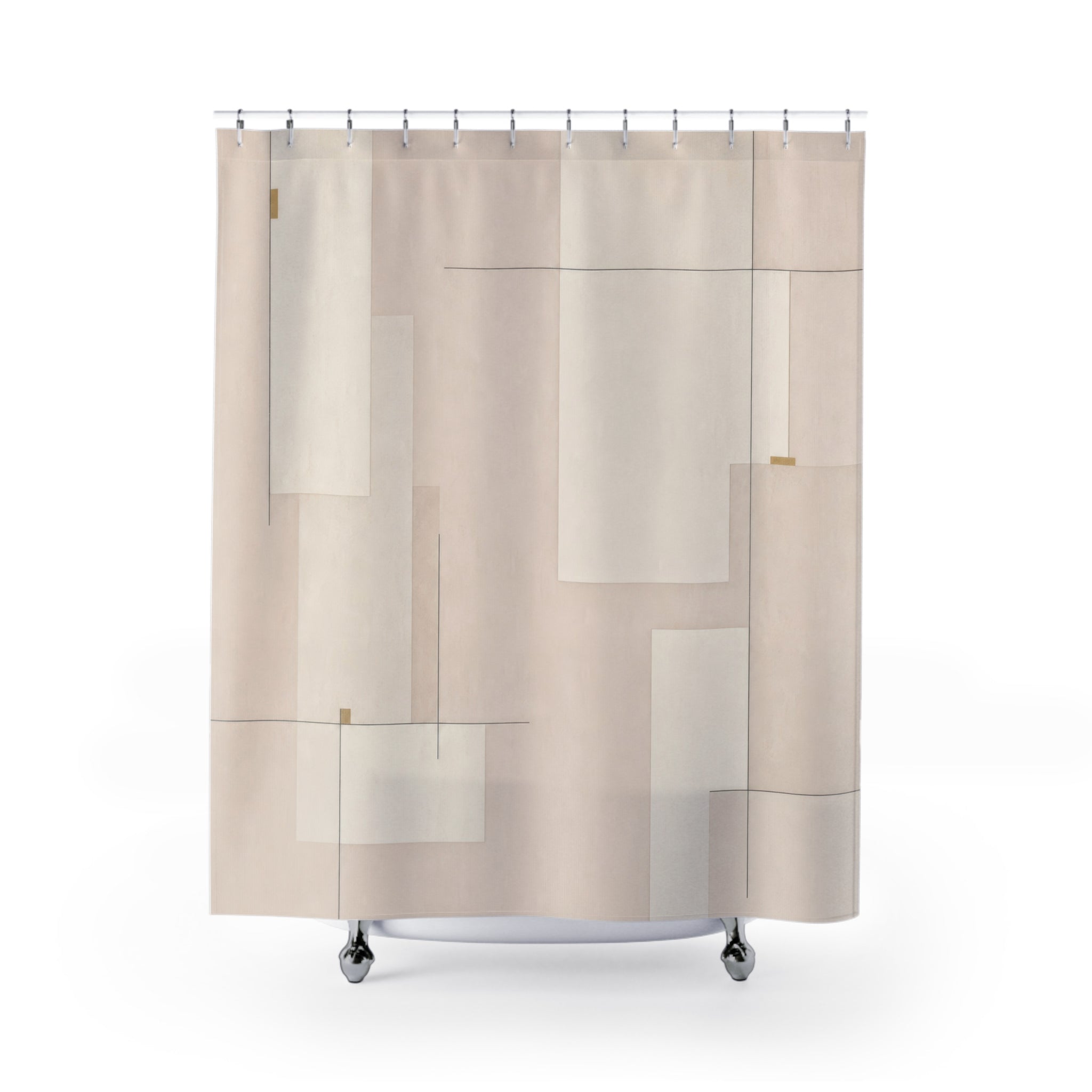 Minimal Line White Shower Curtain