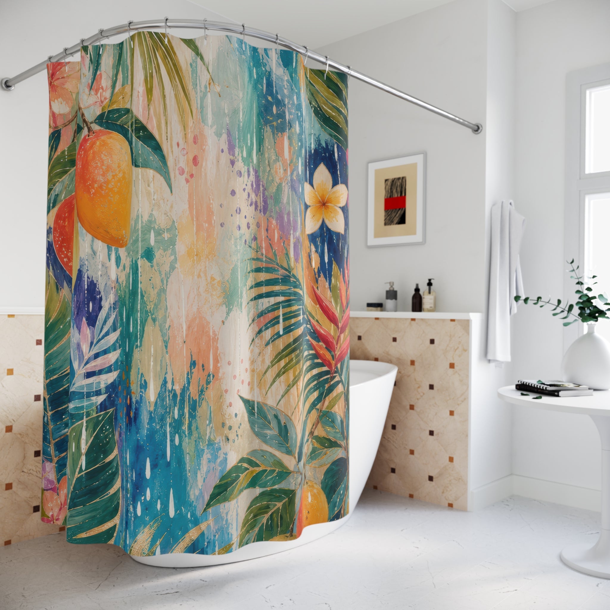 Mango Palm Monsoon Shower Curtain