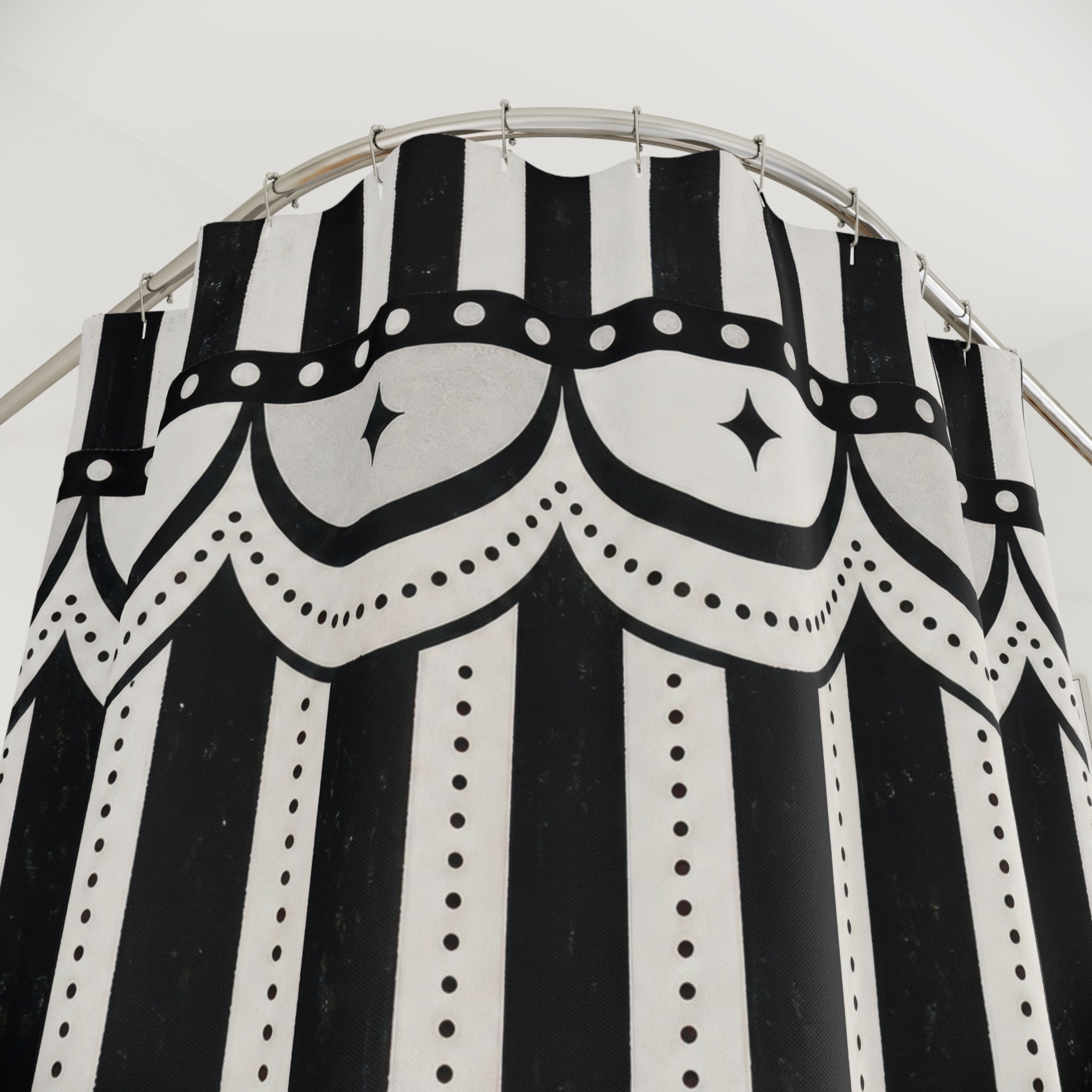 Black White Striped Shower Curtain