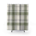 Green Grey Plaid Shower Curtain, Green Grey Classic Bathroom Decor, Plaid Pattern Bath Curtain, Guest Bath Decor, Small Bathroom Decor