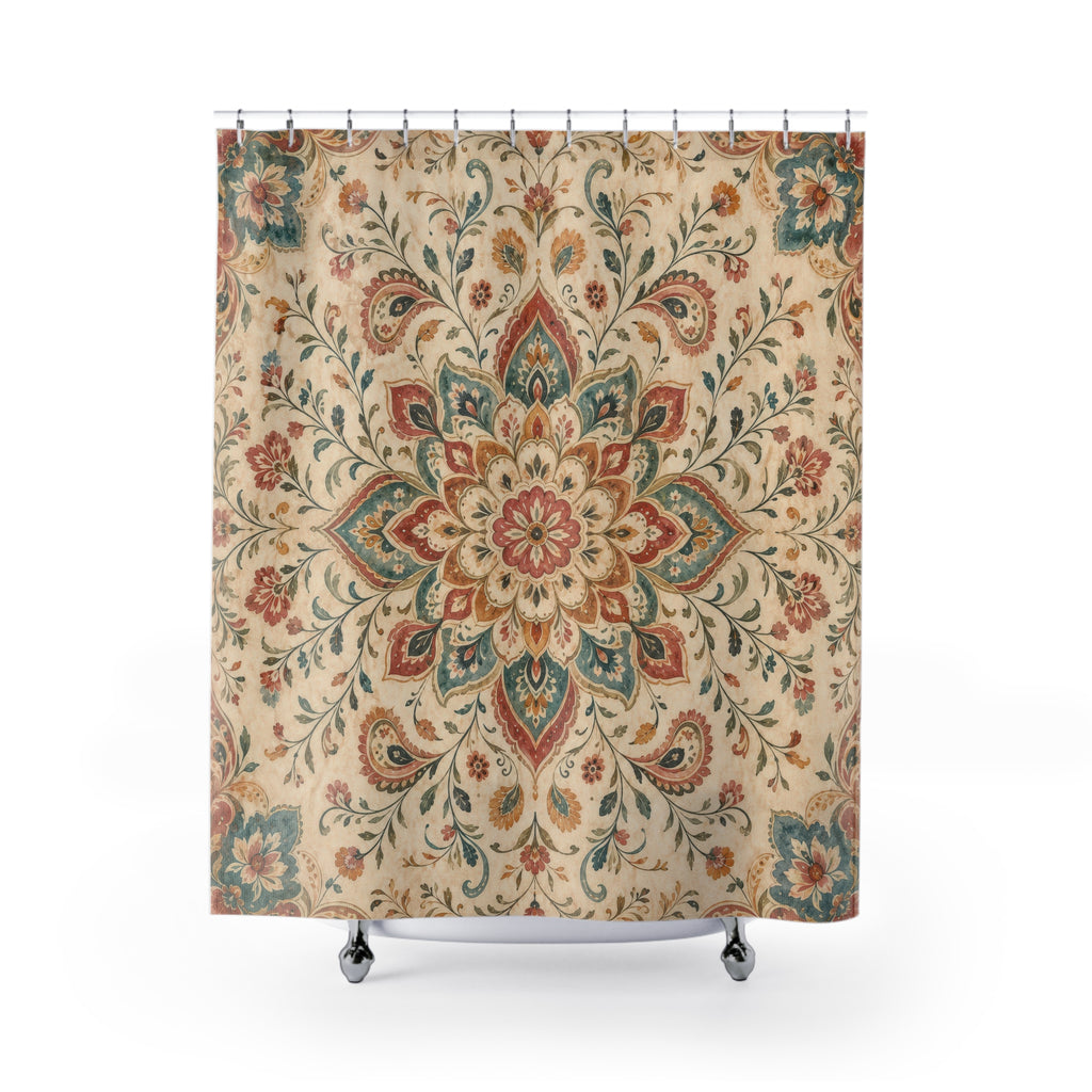 Boho Paisley Floral Shower Curtain