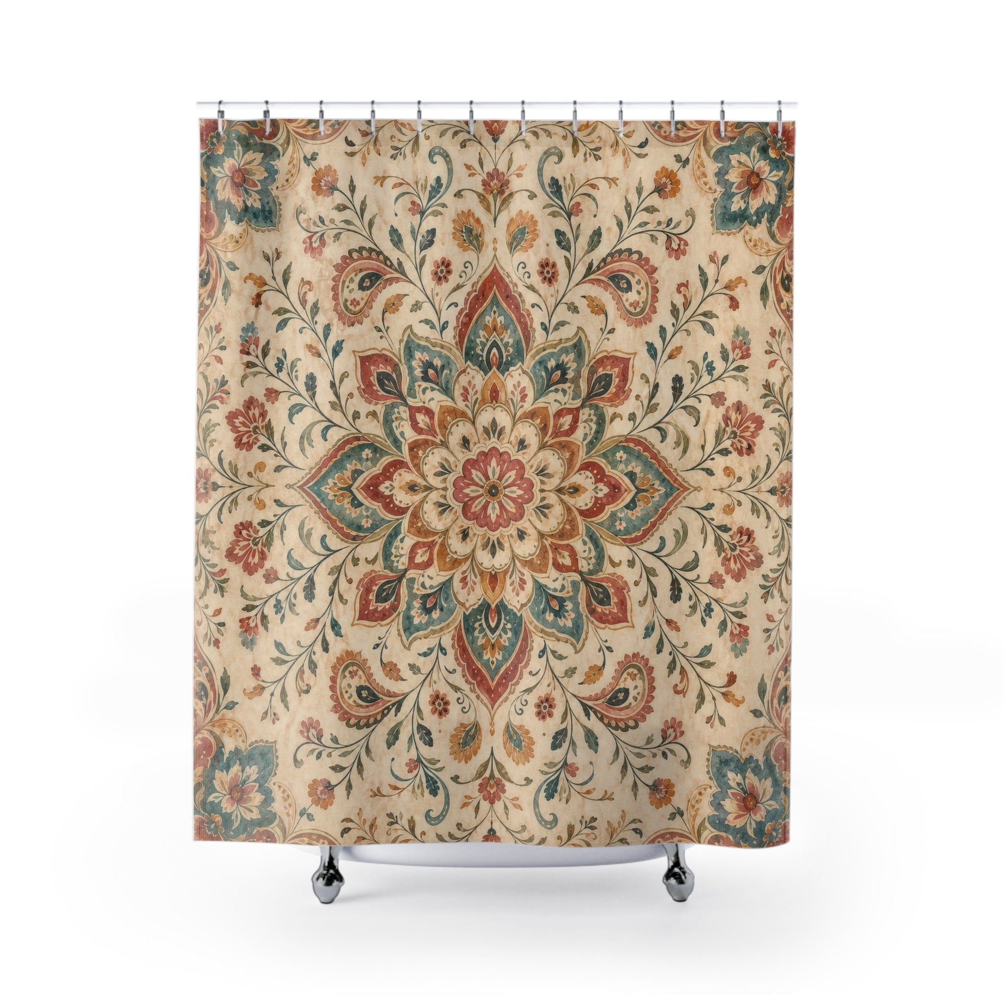 Boho Paisley Floral Shower Curtain