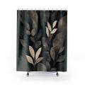 Black Botanical Shower Curtain, Charcoal Leaf Bath Decor, Cream Gray Painted Branch Pattern, Moody Floral Bathroom Decor, Modern Garden