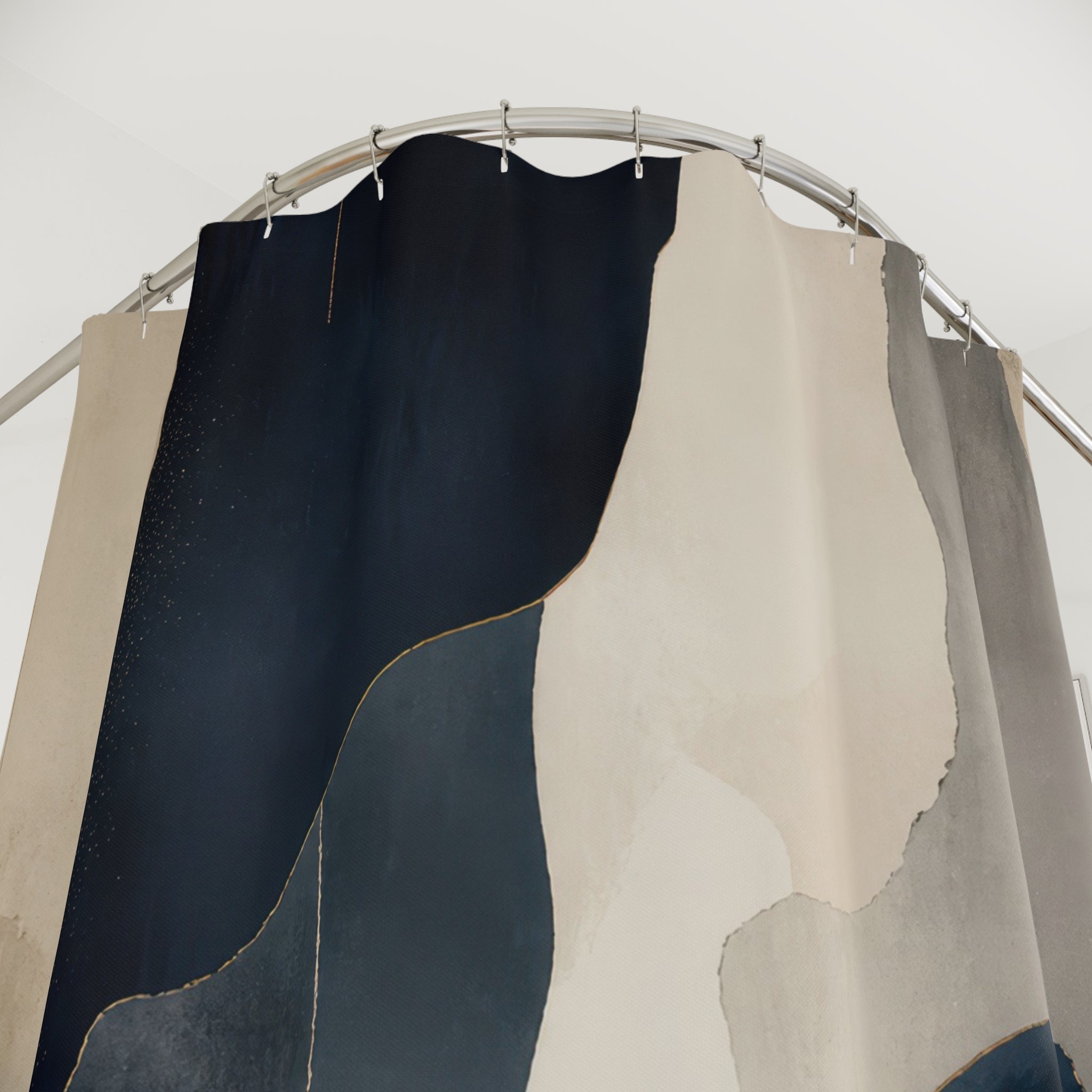 Beige Gray Abstract Black Shower Curtain: Beige Gray Abstract