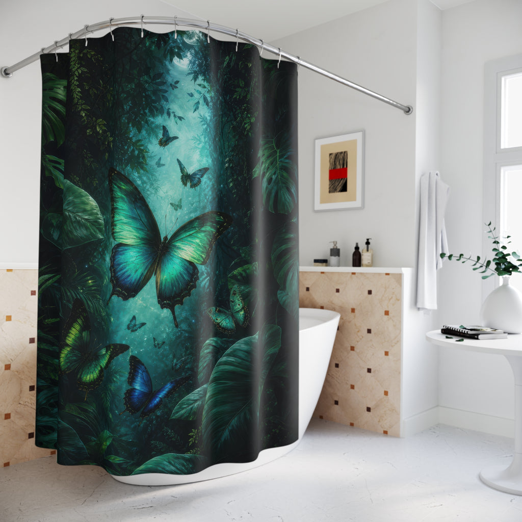 Emerald Rainforest Butterfly Shower Curtain