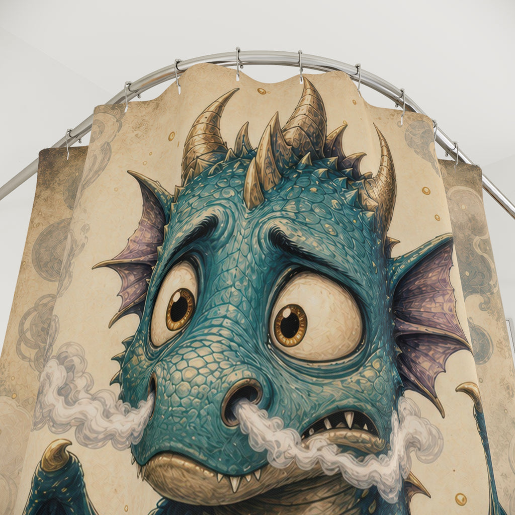 Cute Blue Baby Unique Funny Dragon Shower Curtain