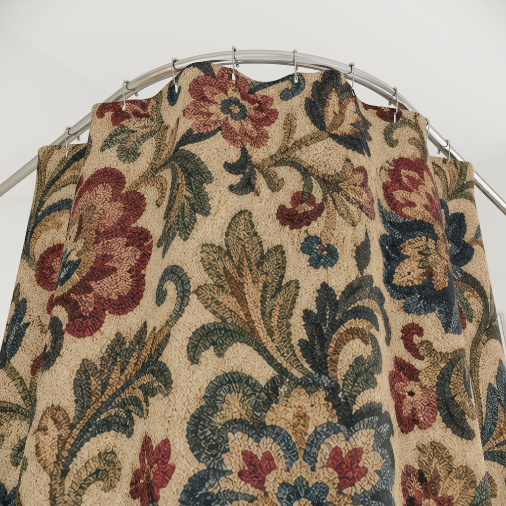 Ornate Farmhouse Vintage Floral Shower Curtain