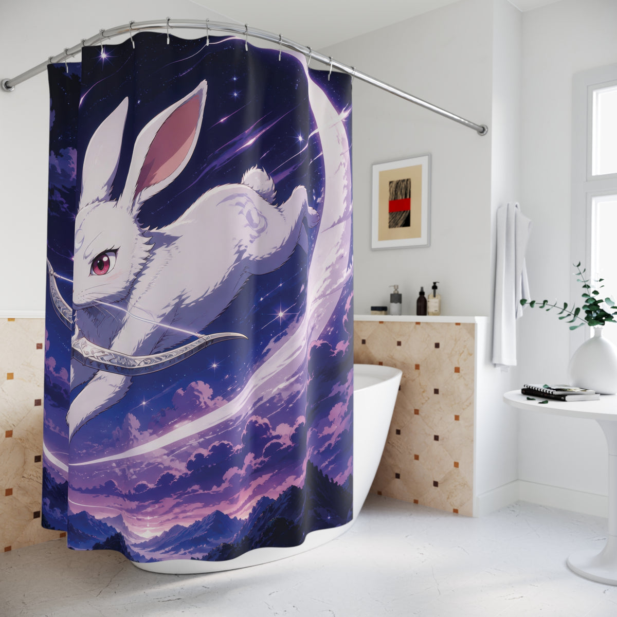 Anime Moon Rabbit Archer Shower Curtain
