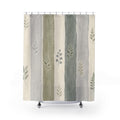 Sage Botanical Stripe Shower Curtain, Sage Green Classic Bathroom Decor, Botanical Stripe Bath Curtain, Guest Bath Decor, Home Decor