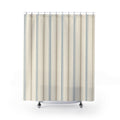 Dusty Blue Taupe Ticking Shower Curtain