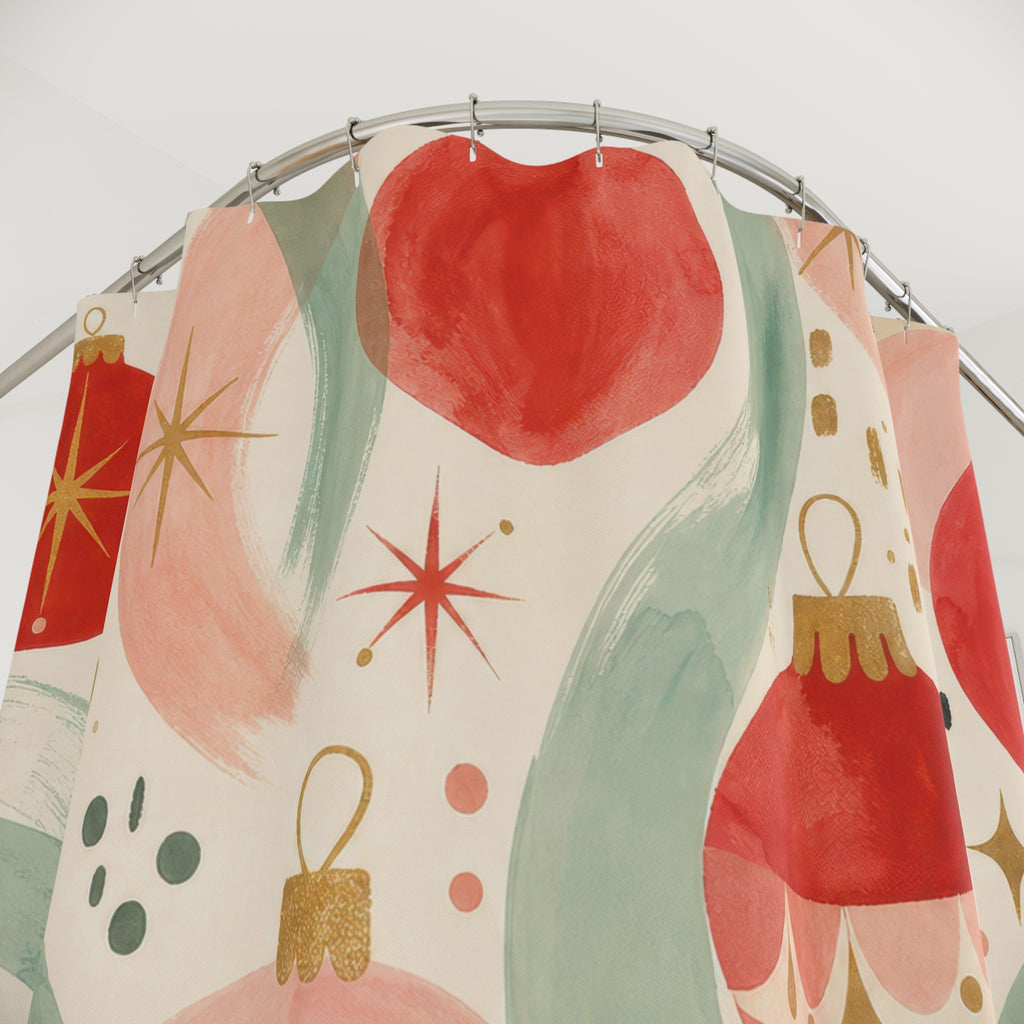 Retro Ornament Christmas Shower Curtain