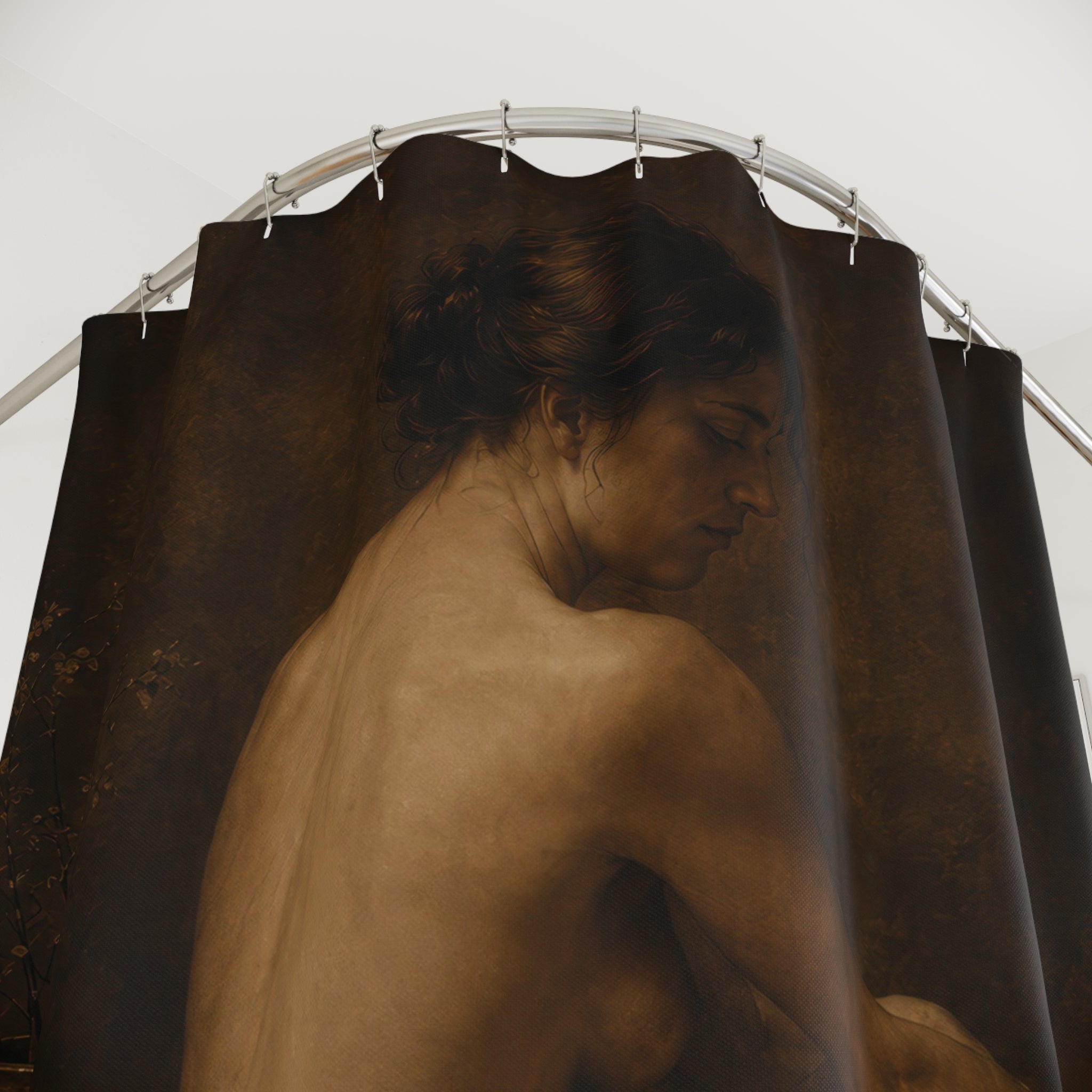 Classical Nude Art Shower Curtain – Sepia Brown
