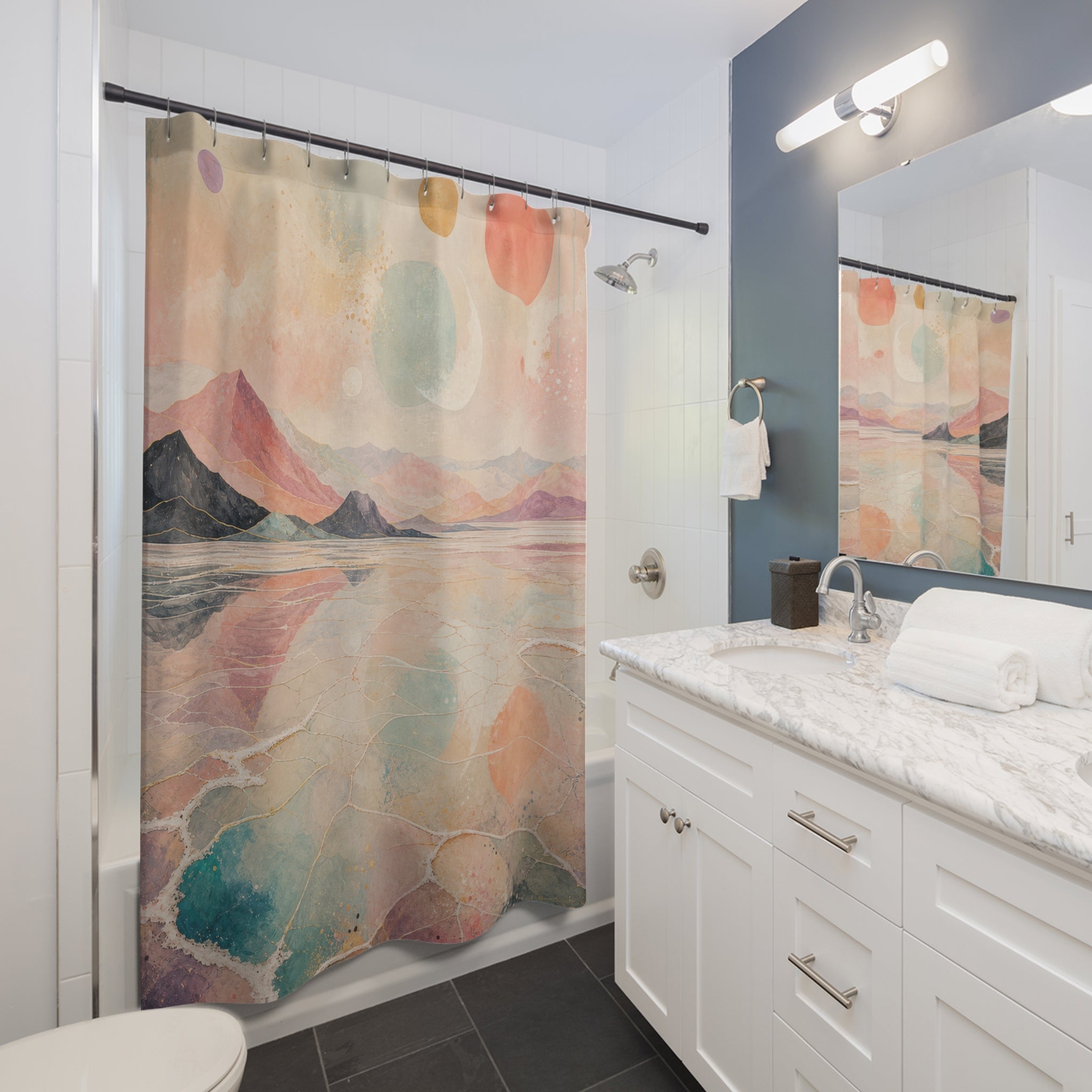 Pastel Salt Flats Mirage Shower Curtain