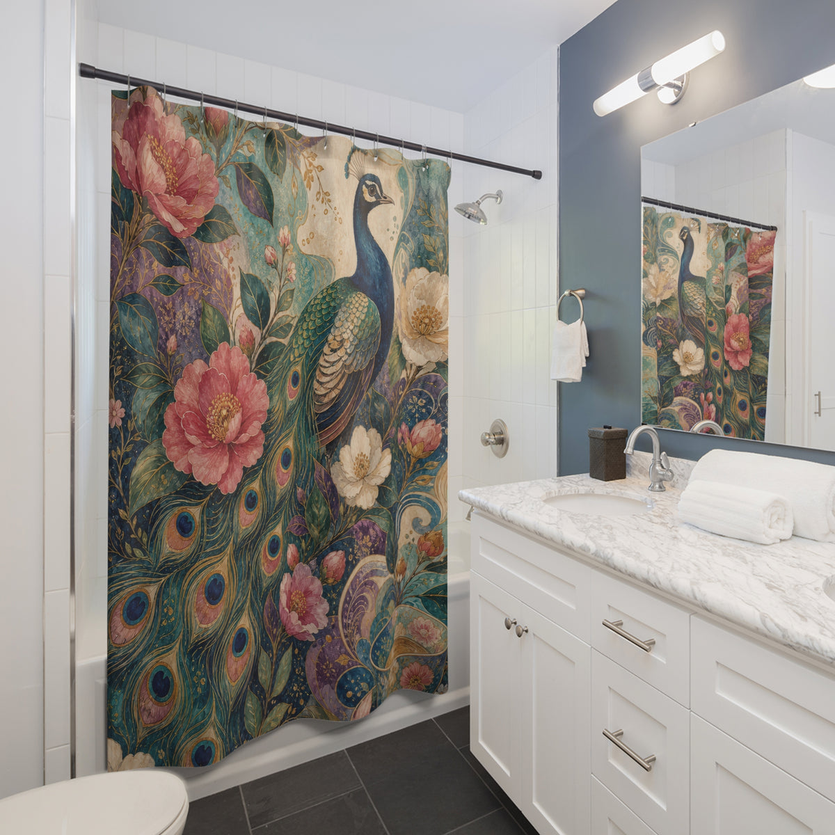 Peacock Tea Garden Shower Curtain