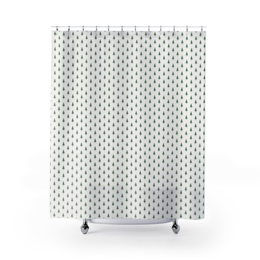 Scandinavian Forest Shower Curtain – Sage Pine Tree