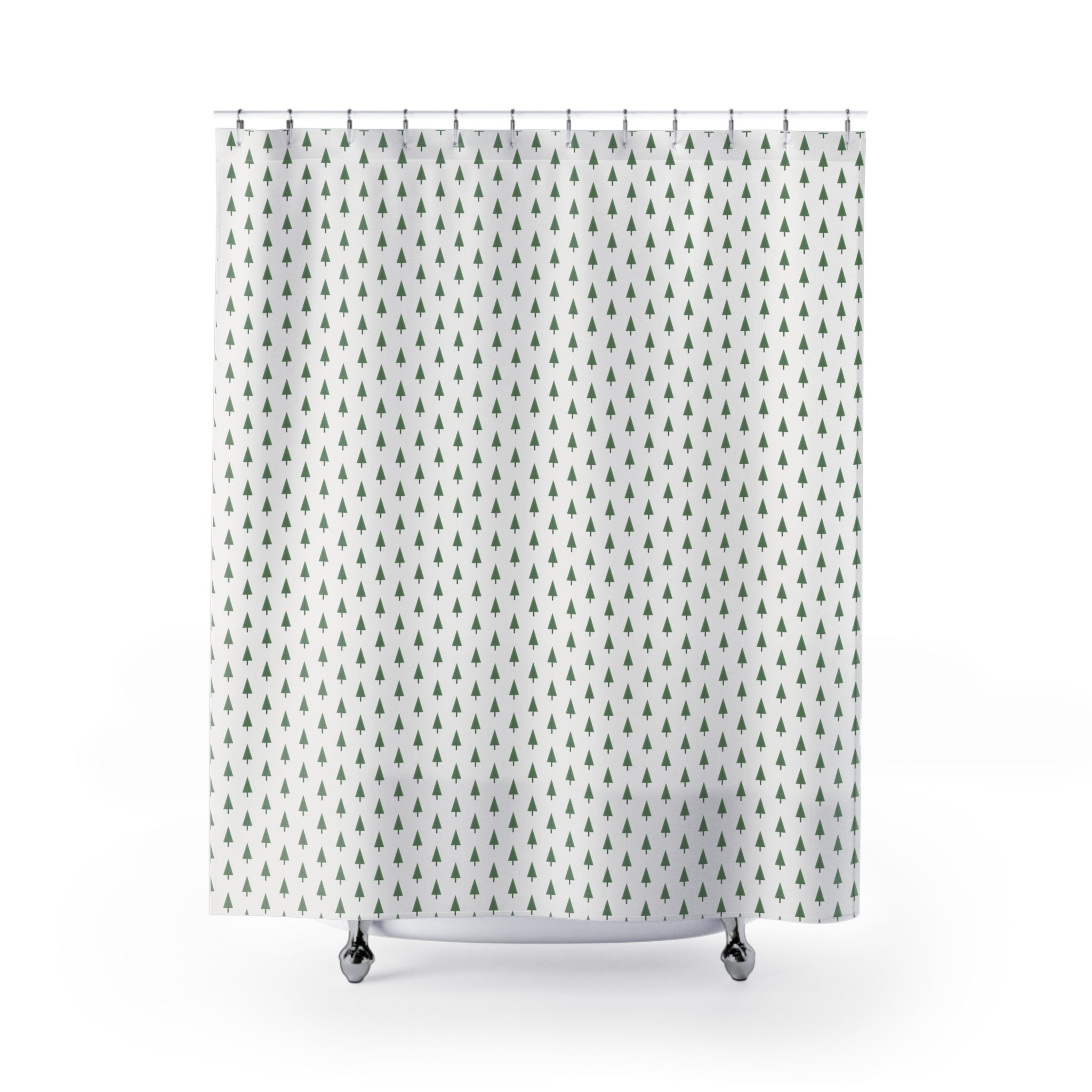 Scandinavian Forest Shower Curtain – Sage Pine Tree