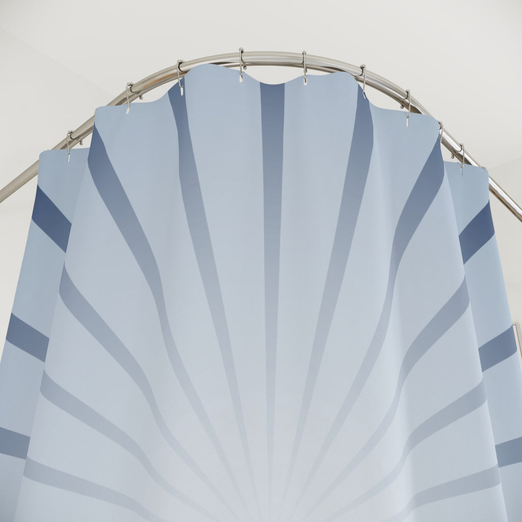 Blue and White Sun Ray Burst Shower Curtain