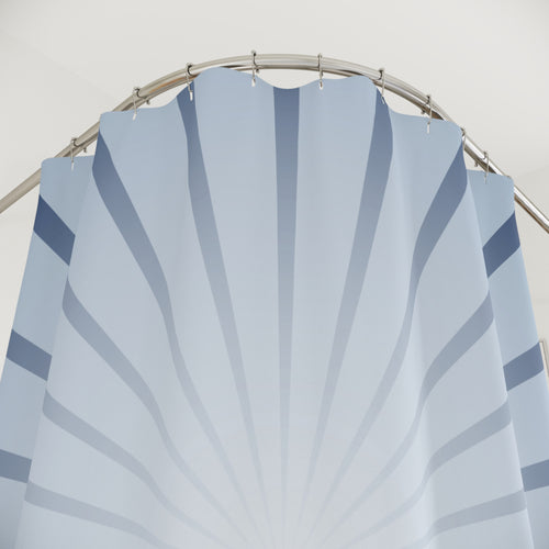 Blue and White Sun Ray Burst Shower Curtain