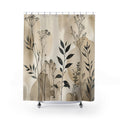 Black Beige Wildflower Silhouette Shower Curtain